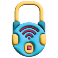 3D illustration padlock in smart home set png