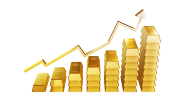 diagram van goud bars waarde gloed omhoog. png