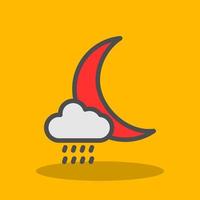 Cloud Moon Rain Vector Icon Design