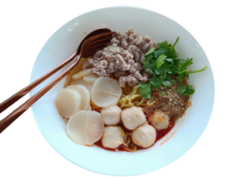 Tom Yum noodles, spicy and sour taste popular in Thailand. on a transparent background png