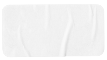 Crumpled paper sheet isolated. Rectangle shape with rounded edges. Template mockup png