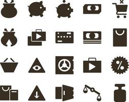Money and finance icon set, plummet, reference, weight. Investment, banking, money and finance icons on white background vector
