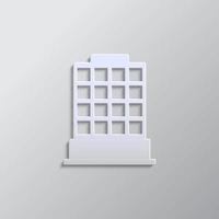 edificio papel estilo, icono. gris color vector fondo- papel estilo vector icono.