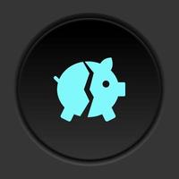 Round button icon, Sea, shark, business. Button banner round, badge interface for application illustration on dark background vector