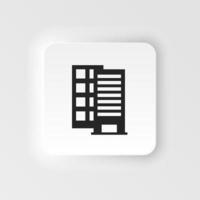 Building vector neumorphic style icon. Building illustration black an white vector neumorphic style icon isolated on white background - Vector. Building neumorphic style icon. .