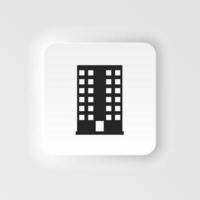 Building vector neumorphic style icon. Building illustration black an white vector neumorphic style icon isolated on white background - Vector. Building neumorphic style icon. .