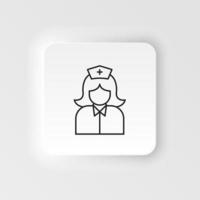 Diseases, nurse vector. Muscle aches, cold and bronchitis, pneumonia and fever, health medical illustration - neumorphic style vector icon .