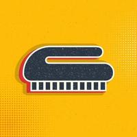 brush, cleaning pop art, retro icon. Vector illustration of pop art style on retro background