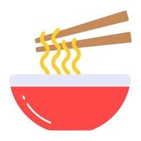 Noodles bowl with chopsticks vector design in modern style