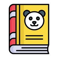 Panda face on book, vector design of animal book in trendy style