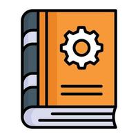 rueda dentada en libro denotando concepto de usuario manual libro vector