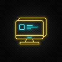 Access, control, monitor. Blue and yellow neon vector icon. Transparent background on dark background