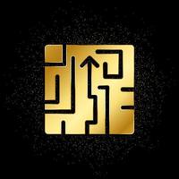 maze, puzzle, strategy gold icon. Vector illustration of golden particle background. gold icon