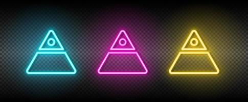 finance pyramid neon vector icon. Illustration neon blue, yellow, red icon set