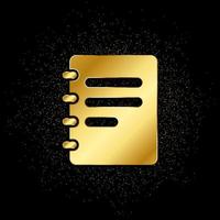 jotter, notebook gold icon. Vector illustration of golden particle background. isolated vector sign symbol - Education icon black background .