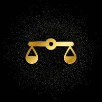 balance, justicia, escamas oro icono. vector ilustración de dorado partícula antecedentes. oro icono