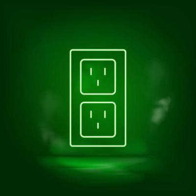 Connections neon vector icon. Save the world, green neon, Green background