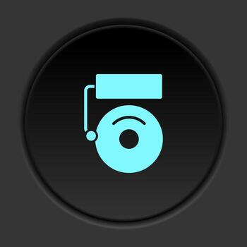 redondo botón icono, alarma, escuela. botón bandera redondo, Insignia interfaz para solicitud ilustración en oscuro antecedentes vector