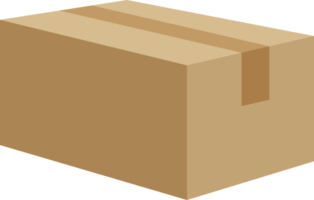 Closed cardboard box taped up, brown closed delivery packaging box png