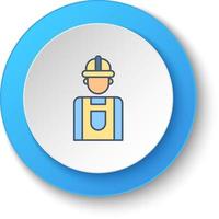 Round button for web icon, building, construction, industry, worker. Button banner round, badge interface for application illustration . vector