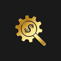 Configuration, dollar gold icon. Vector illustration of golden dark background. Gold vector icon