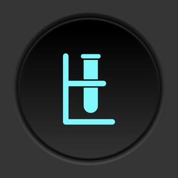 Round button icon, lab glassware. Button banner round, badge interface for application illustration on dark background vector