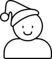 Christmas hat man icon. Christmas and New Year symbol. Line style. Vector icon