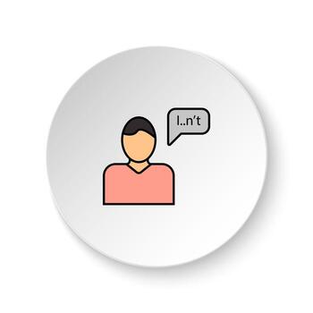 redondo botón para web icono, enfermedades, medicamento, paciente. botón bandera redondo, Insignia interfaz para solicitud ilustración en blanco antecedentes vector