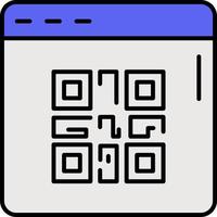 E-commerce QR code, web site, page color vector icon