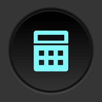 Round button icon, calculator. Button banner round, badge interface for application illustration on dark background vector