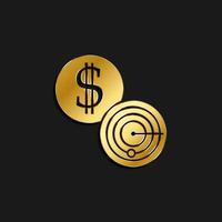 Finance, financial radar gold icon. Vector illustration of golden dark background. Gold vector icon