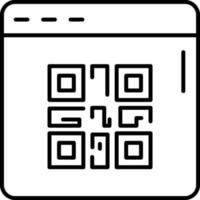 E-commerce QR code, web site, page outline vector icon