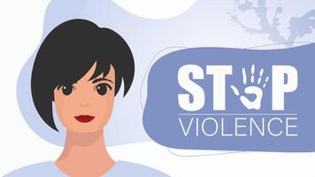 Stop violence. girl holds a banner in her hands. A strong woman protesting against violence. illustration. vector