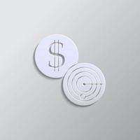 finance, financial radar paper style, icon. Grey color vector background- Paper style vector icon