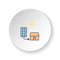 Round button for web icon, solar, charger, home. Button banner round, badge interface for application illustration on white background vector