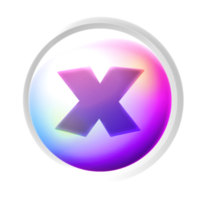 Wrong or exit or close game symbol colorful game button png