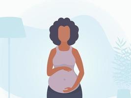 Pregnant girl Banner in blue tones. Vector illustration.