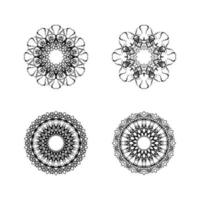 Vector Monochrome Set of Mandalas. Round Abstract Objects Isolated On White Background. Ethnic Decorative Element