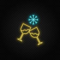 Christmas, celebrate neon icon. Blue and yellow neon vector icon. Transparent background