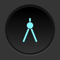 Round button icon, geometry, compass. Button banner round, badge interface for application illustration on dark background vector
