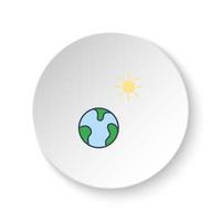 Round button for web icon, earth, sun, energy. Button banner round, badge interface for application illustration on white background vector