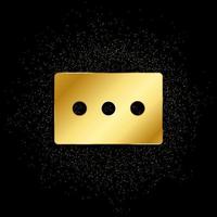cine, teatro, boleto oro icono. vector ilustración de dorado partícula antecedentes. oro icono