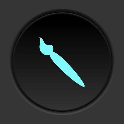 Round button icon, brush. Button banner round, badge interface for application illustration on dark background