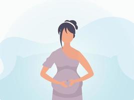 Woman pregnant Banner in blue tones. Vector illustration.