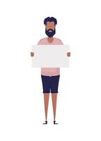 A man with an empty banner in his hands. Protest concept. Cartoon style. vector