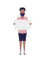 A man with an empty banner in his hands. Protest concept. Cartoon style. vector