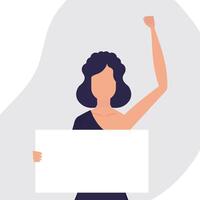 un mujer protestas con un bandera. protesta concepto. plano estilo. vector. vector