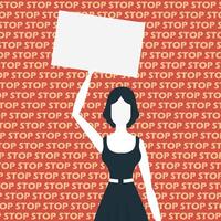 A cute girl is protesting with a banner. The concept of expressing thoughts, dissatisfaction and protests. Flat style. Vector. vector