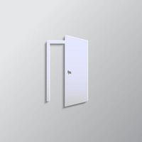 puerta, abierto, icono papel estilo. gris color vector fondo- papel estilo vector icono