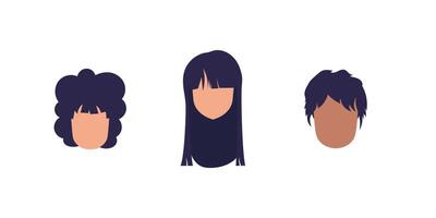 conjunto de caras mujer de diferente nacionalidades aislado en blanco antecedentes. vector. vector